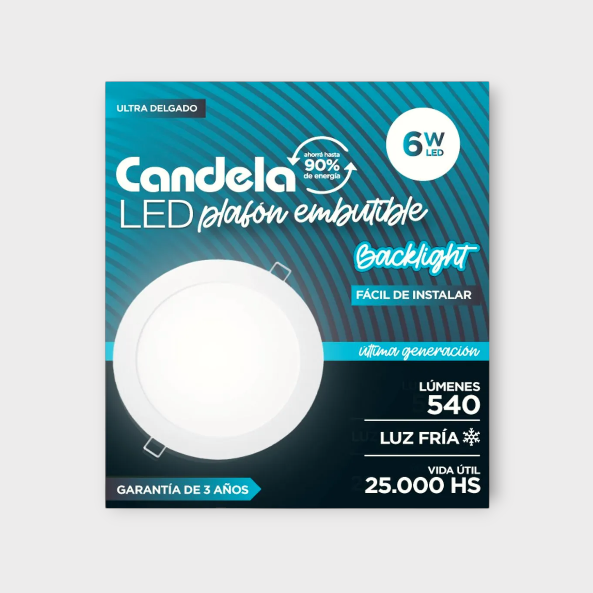 Panel Emb. Red. 120mm 6W Luz fría Candela