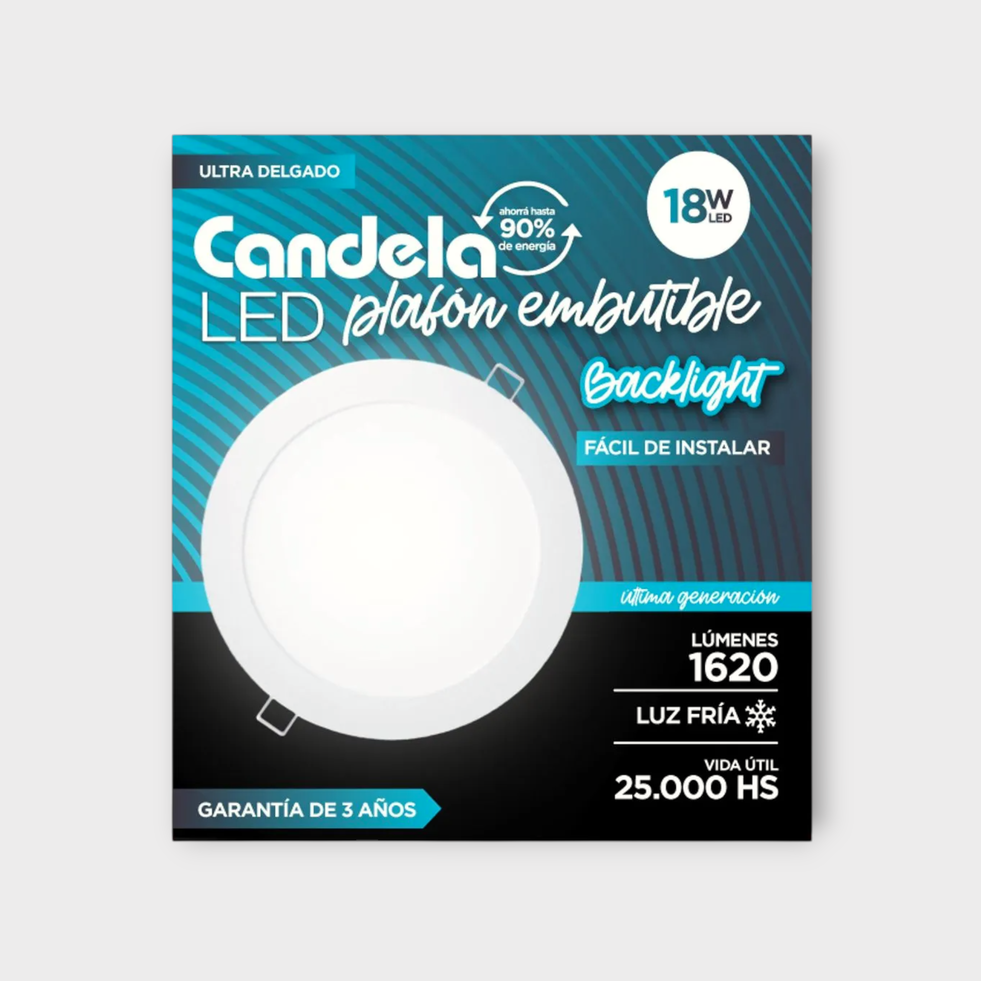 Panel Emb. Red. 225mm 18W Luz fría Candela