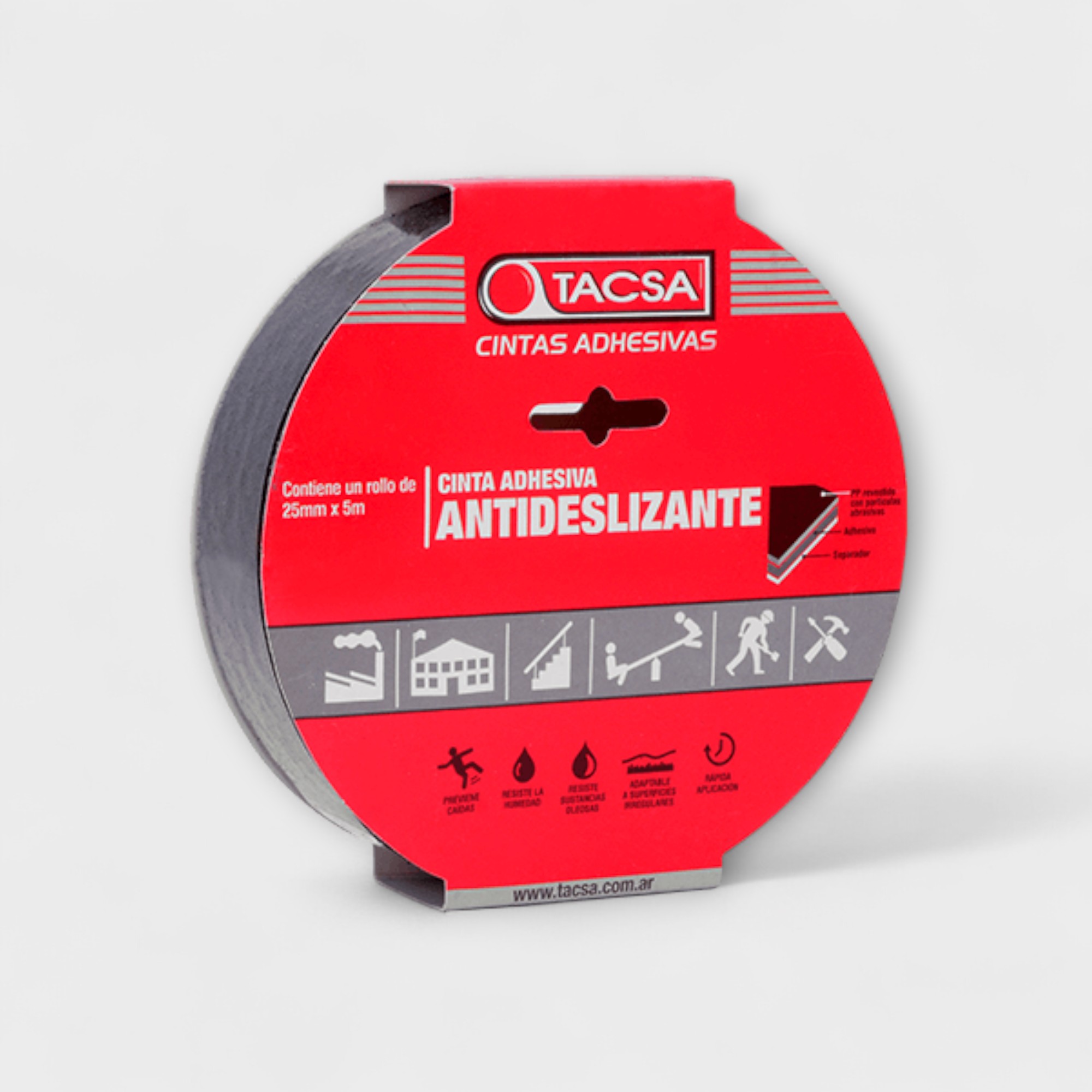 Cinta Antideslizante 25Mm x5Mts. Tacsa