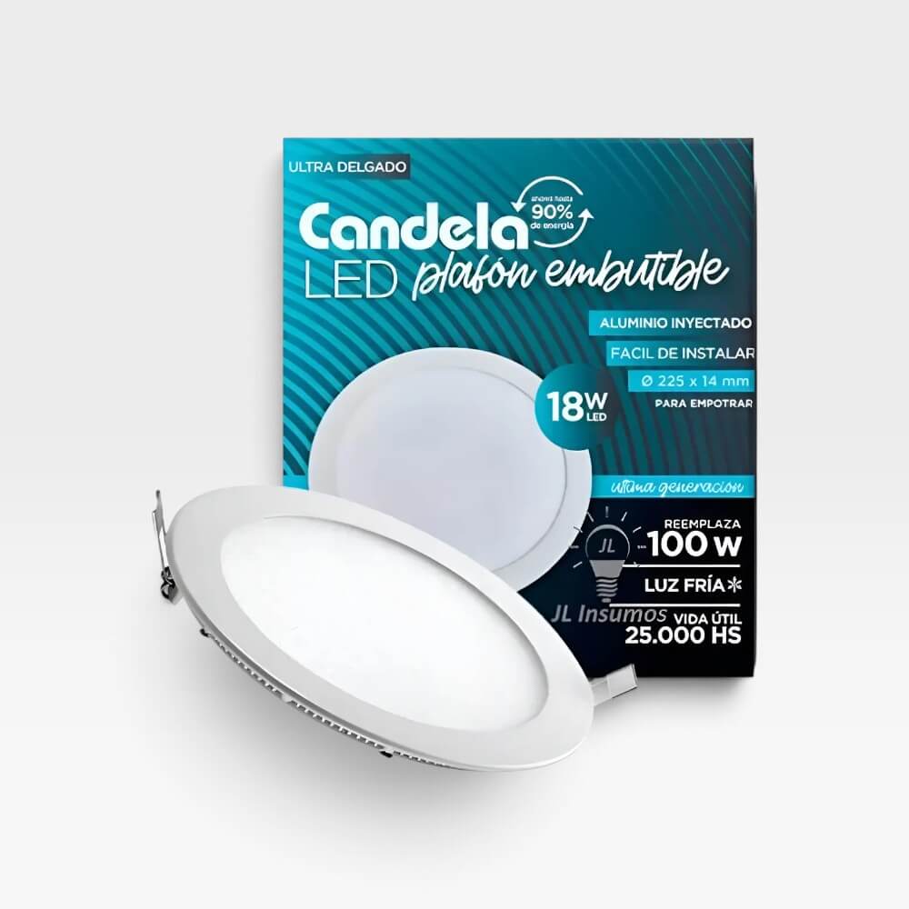 Panel Plafón de Embutir Led Redondo Candela