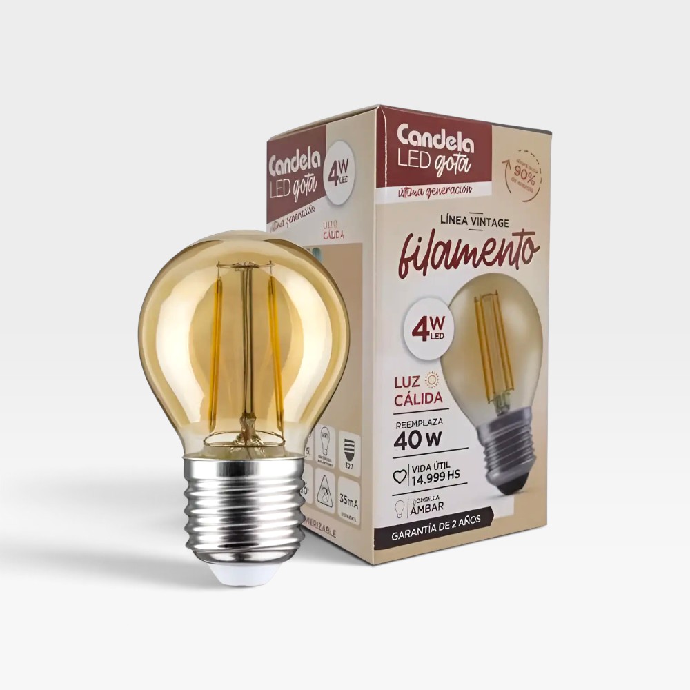 Lámpara Led Filamento Gota E27 Candela