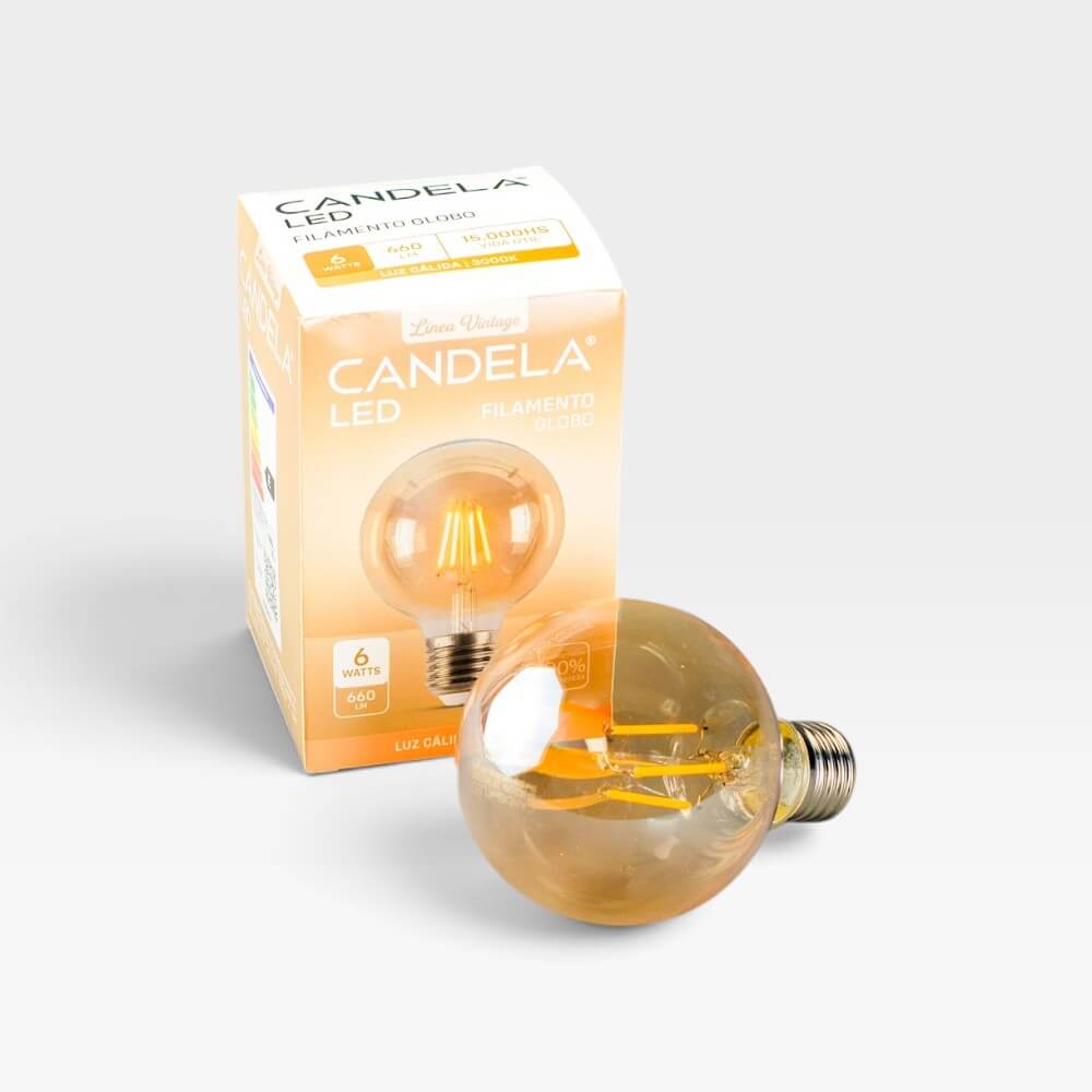 Lámpara LED Globo Filamento E27 Candela