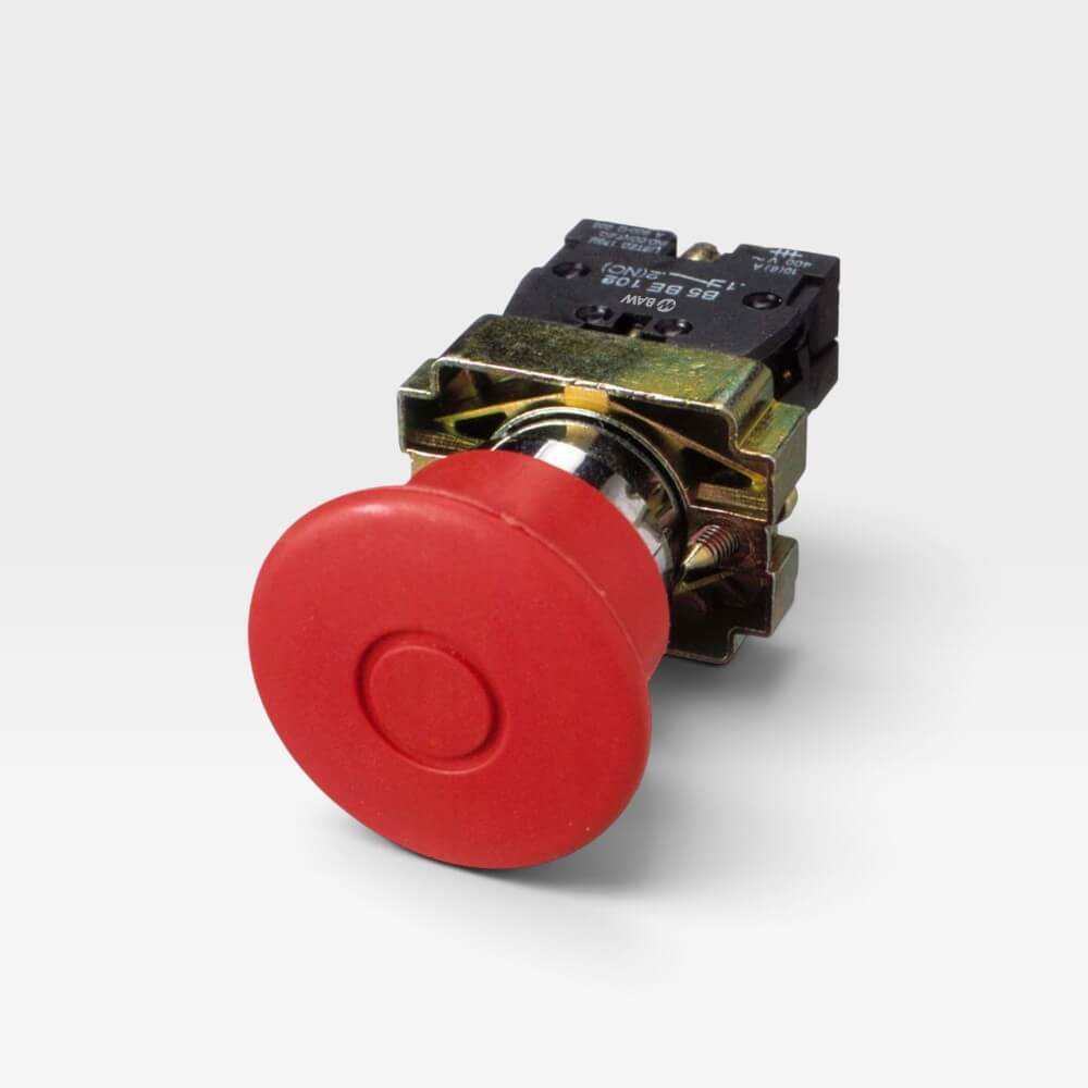 Pulsador de Emergencia Hongo Rojo 40mm Medio Giro BAW